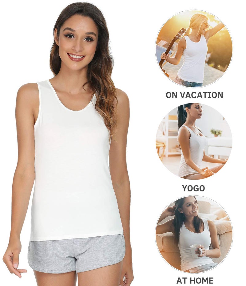 Vislivin Tank Tops for Woman Sleeveless Basic Undershirt Layering Tanks Black/White/Gray XL - Image 3